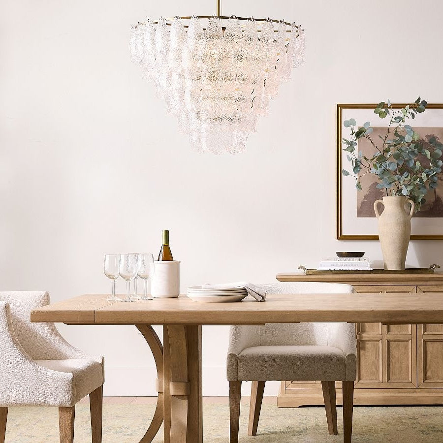 Lumvey Glass Round Chandelier - Elegant Pendant Light for Dining Room and Living Room