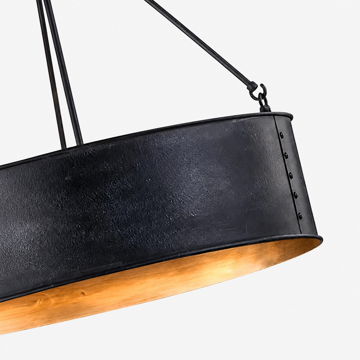 Dravik Contemporary Industrial Drum Pendant — Black Metal Pendant for Living or Dining Room U06