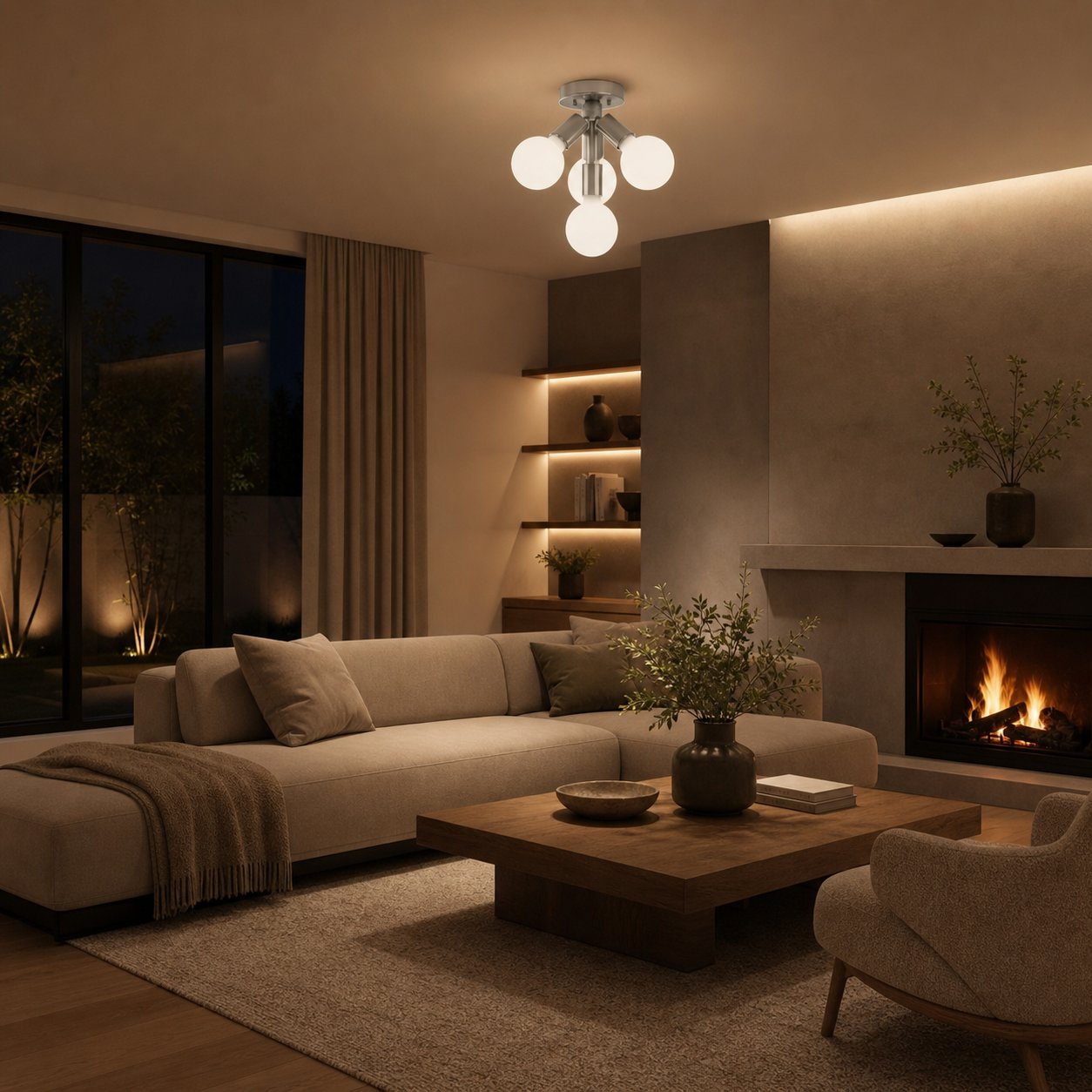 Glorica Glass Flush Mount Light - Globe Ceiling Fixture Modern
