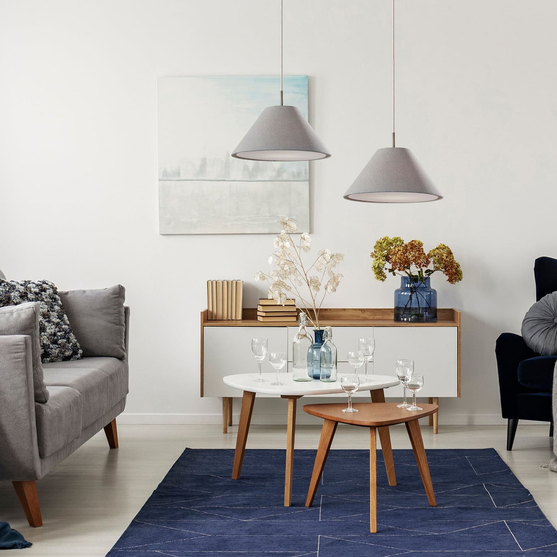 Lorvion Linen Drum Shade Flush Mount & Pendant - Antique Brass Ceiling Light