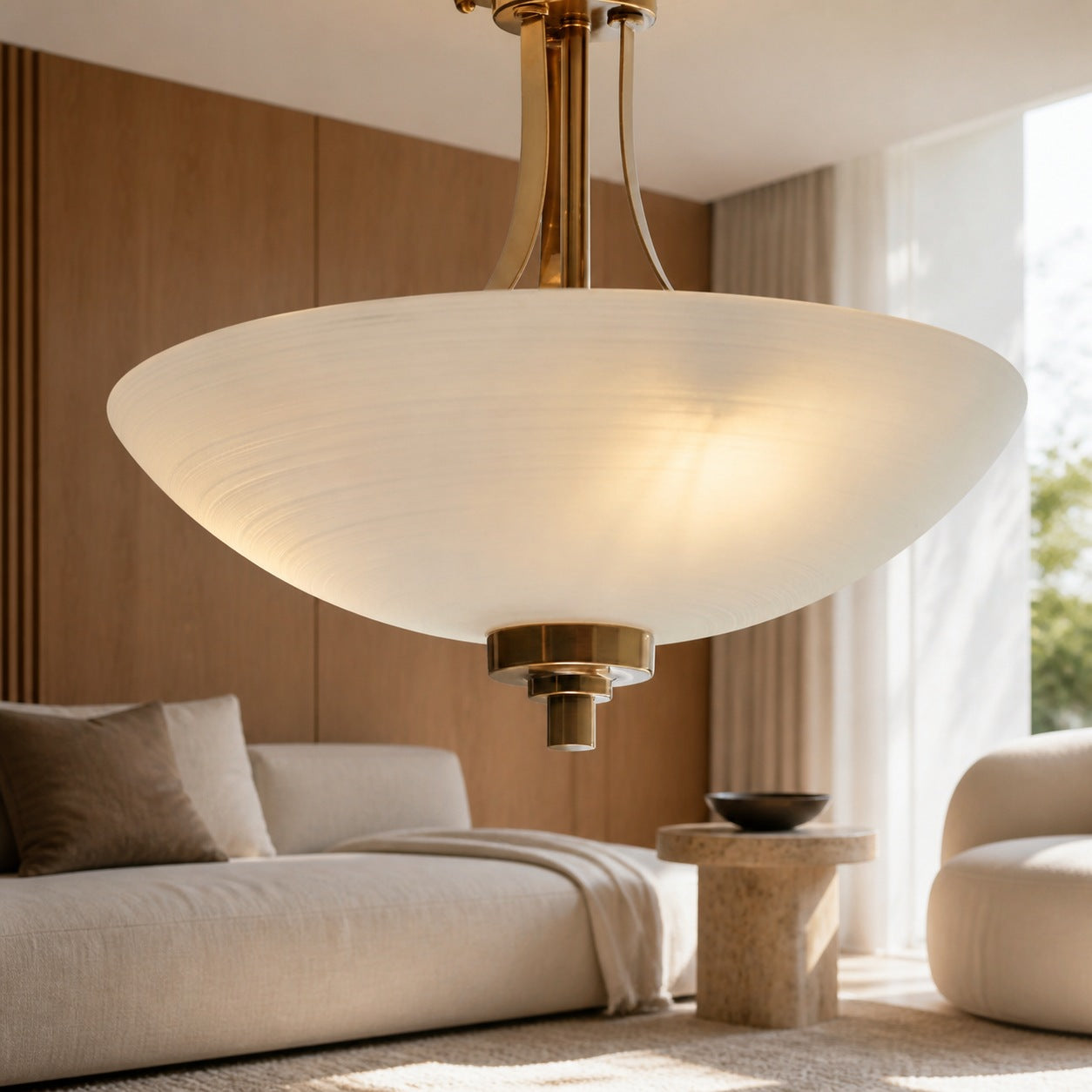 Lunetal Timeless Three-Arm Structure Semi Flush Chandelier – Vintage Pendant Light for Bedroom or Entry