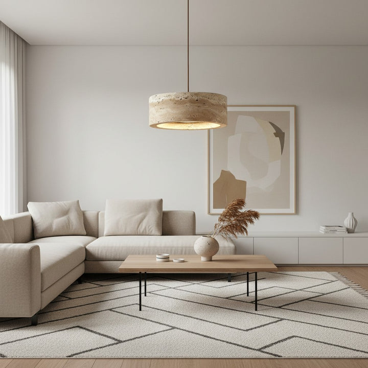 Kairis Travertine Natural Stone Pendant Light - Vintage Style Lighting for Dining and Living Spaces