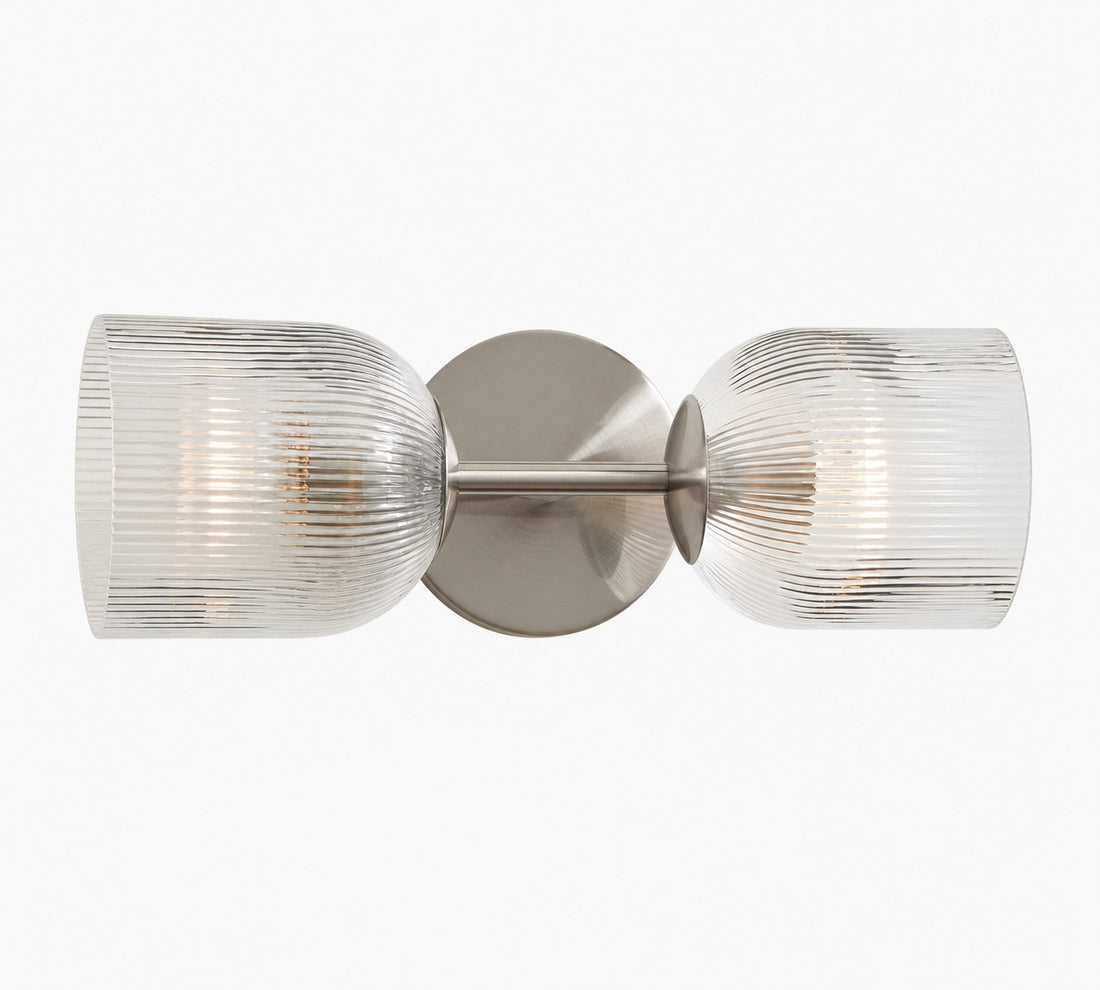 Bravira Ribbed Glass Sconce - Metal Wall Light with Clear Glass Shade
