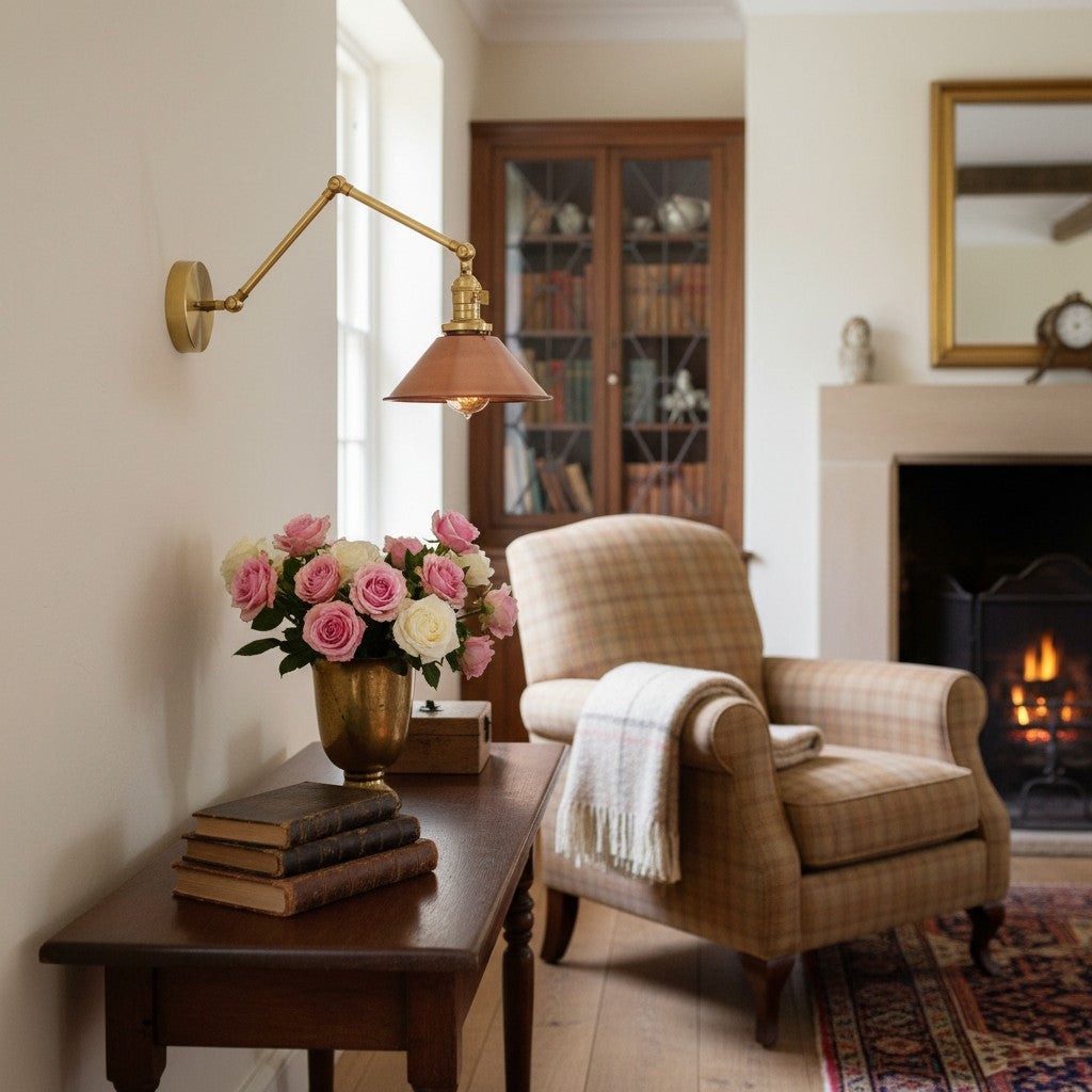 Conique Metal Industrial Farmhouse Wall Lamp – Adjustable Arm Wall Sconce for Accent Lighting