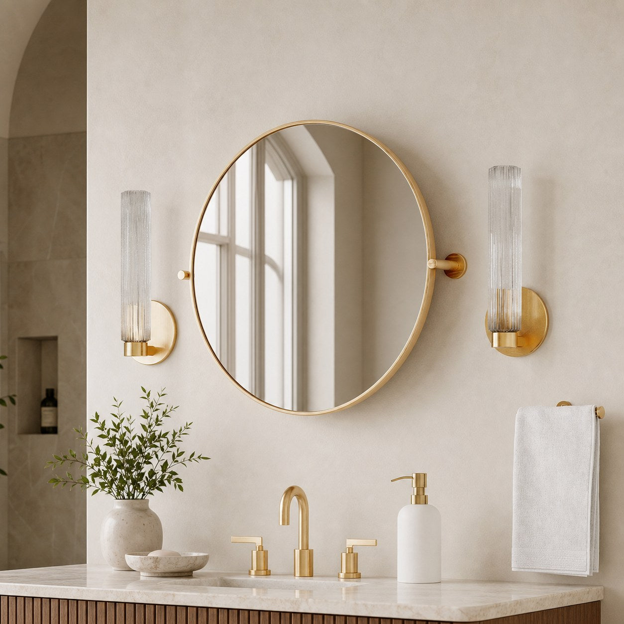Rivora Fluted Glass Indoor Outdoor Sconce - Modern Wall Light for Home Decor