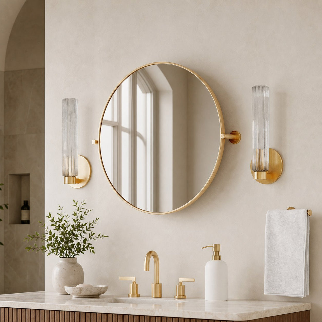 Rivora Fluted Glass Indoor Outdoor Sconce - Modern Wall Light for Home Decor