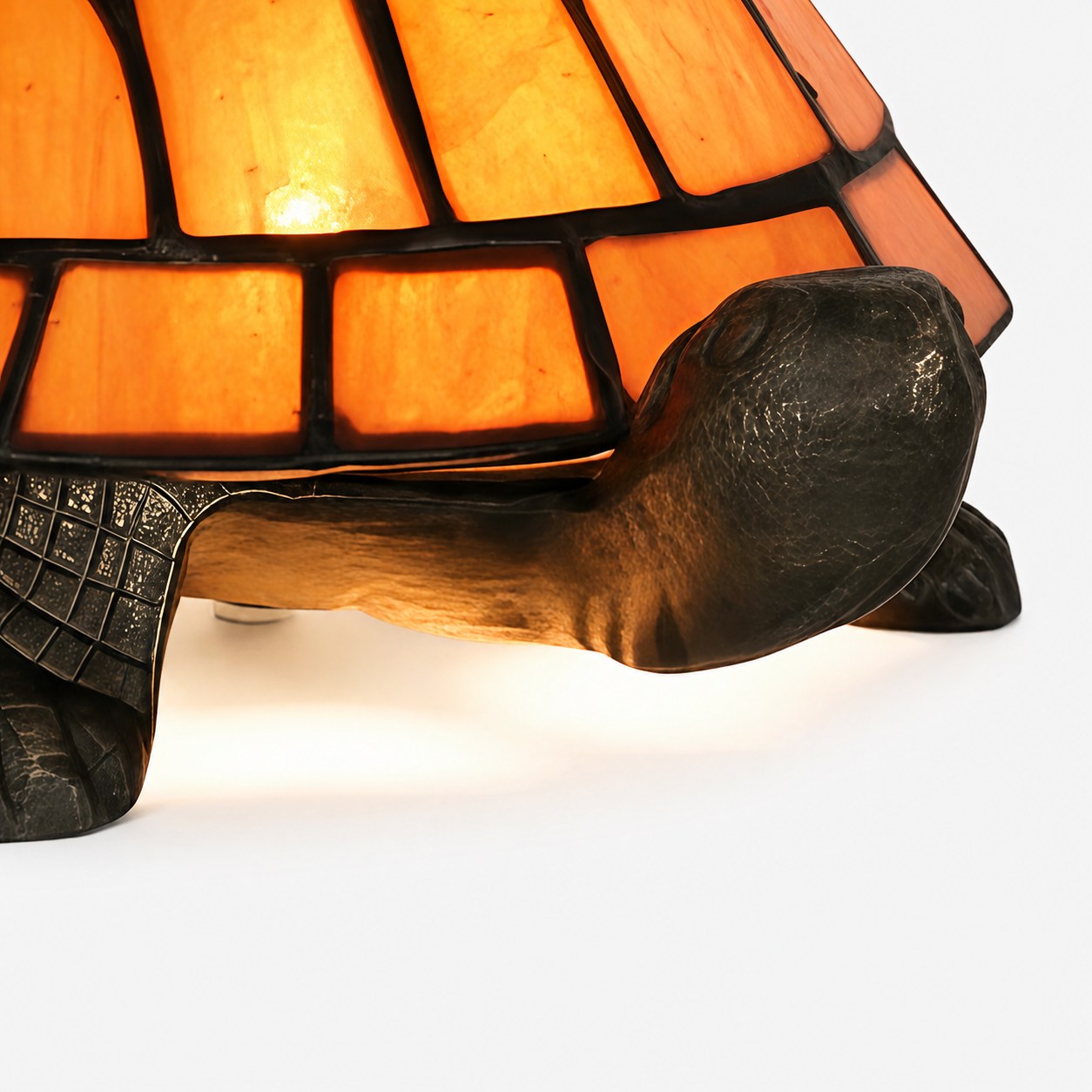 TiffStar Tortoise Pattern Stained Glass Table Lamp - Tiffany Style Decorative Light for Indoor Accent Lighting