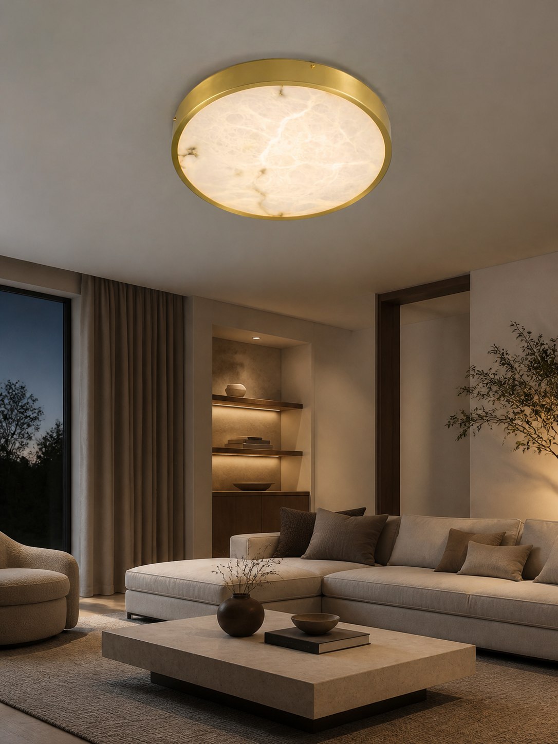 Geometric Alabaster Recessed Ceiling Light