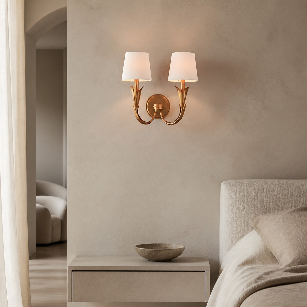 Duova Wall Lamp - Curved Reed-Like Metal Arms Design for Bedroom, Living Room or Bathroom