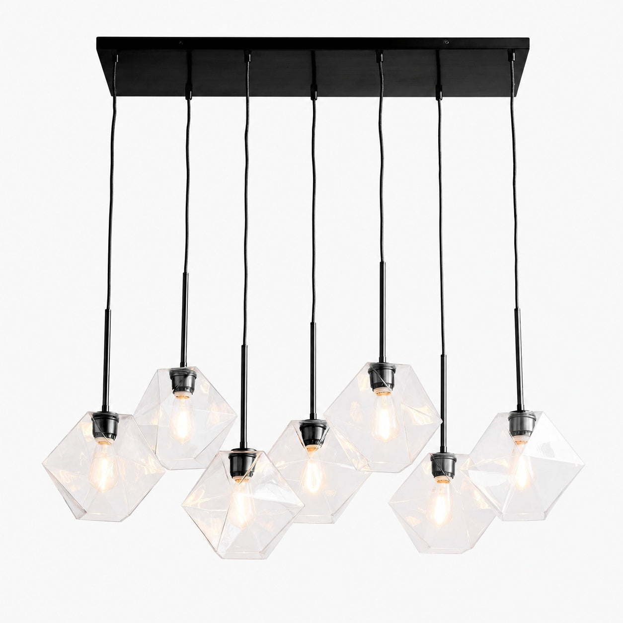 Talvior Luminous Geometric 7-Light Faceted Glass Chandelier