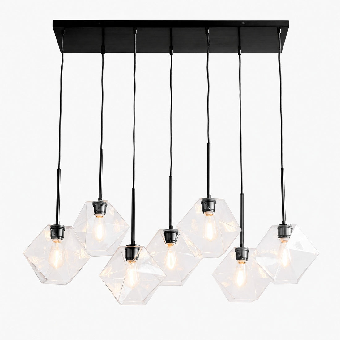 Talvior Luminous Geometric 7-Light Faceted Glass Chandelier
