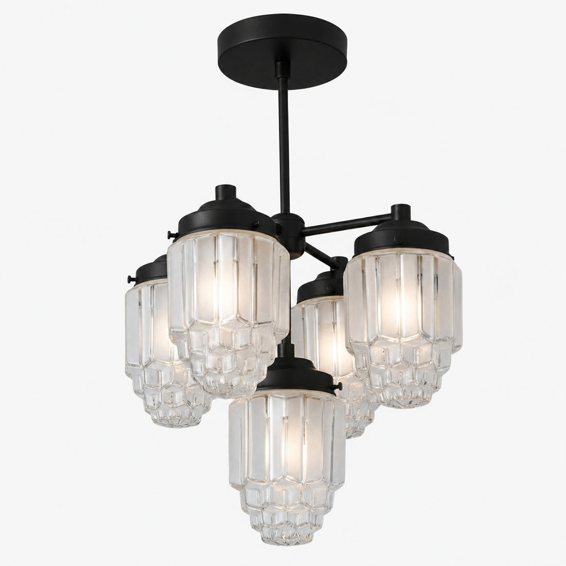 Tierlux Glass Chandelier – Vintage Brass Globe Lighting Fixture