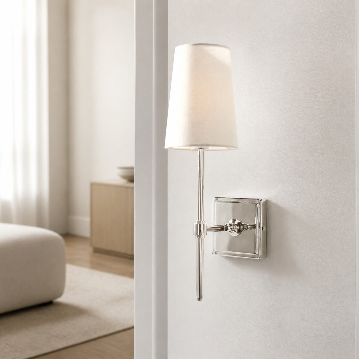 Derlina White Linen Shades Wall Lamp – Retro Metal Multi-Head Lighting Fixture