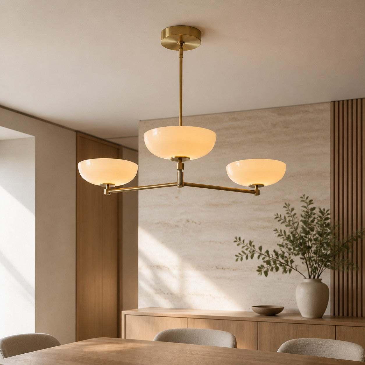 Vega Glass Mid-Century Modern Globe Chandelier with Glass Shades for Dining Room and Kitchen Island