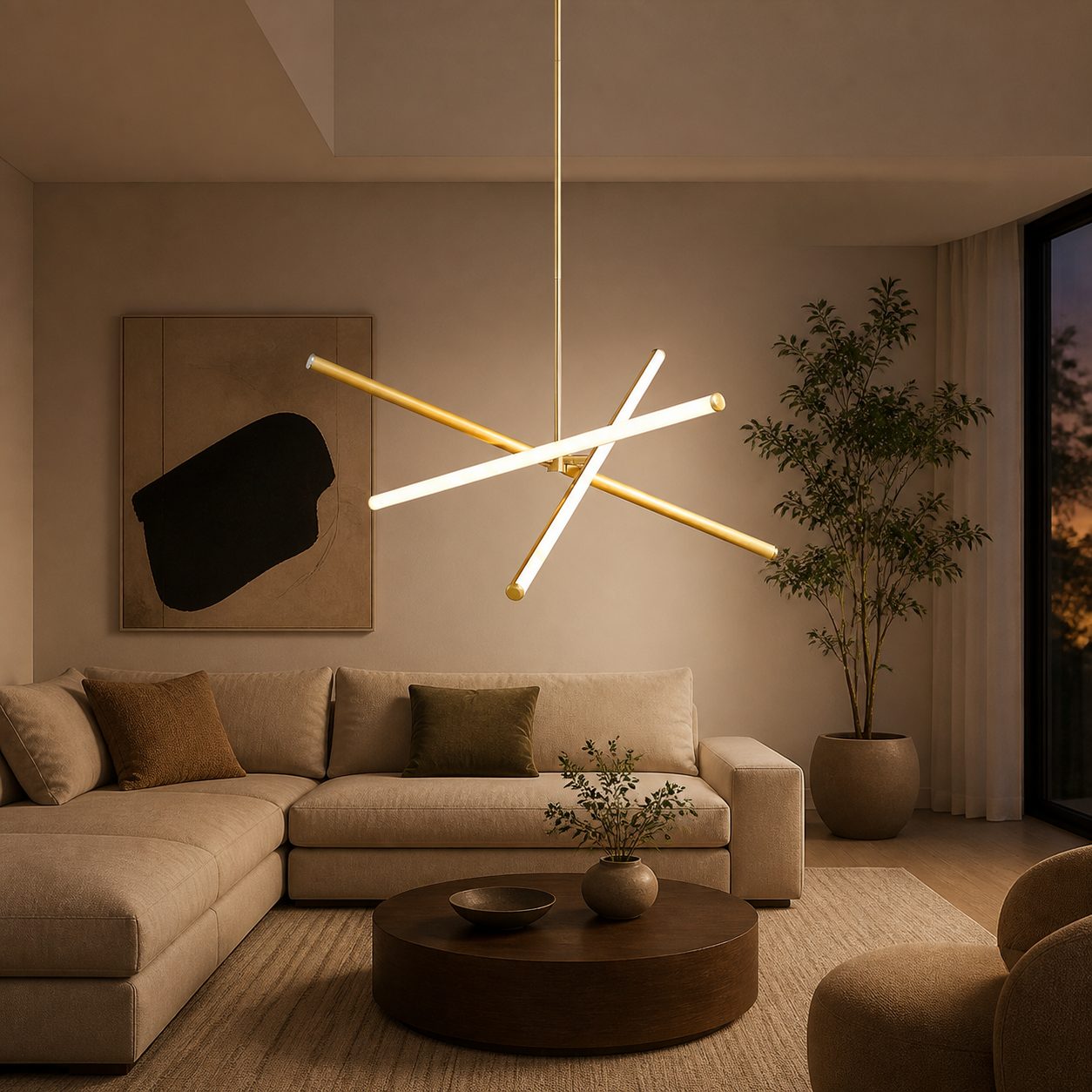 Voro Minimalist Chrome Light Rods - LED Semi-Flush Mount Ceiling Light