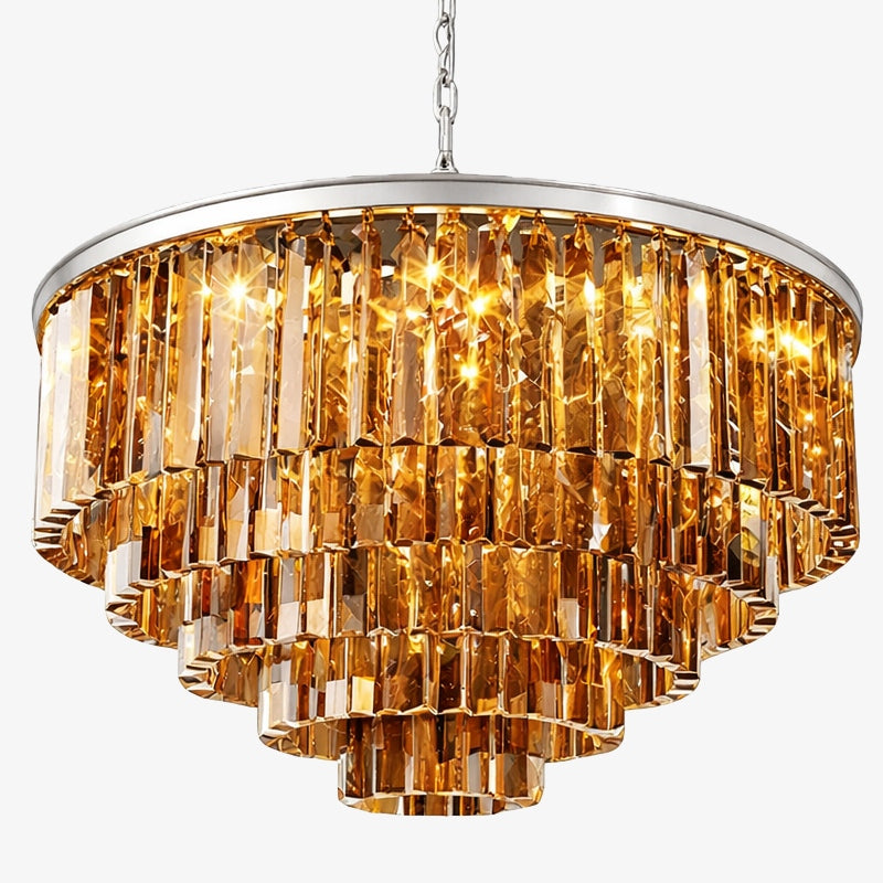 Aurevon Crystal Prism Metal Frame Modern Ceiling Chandelier for Home and Hotel