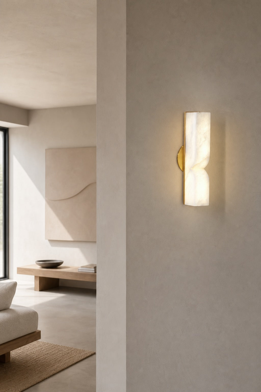 Modern Rectangular Alabaster Wall Lamp – Minimalist Sconce for Bedroom Hallway Living Room