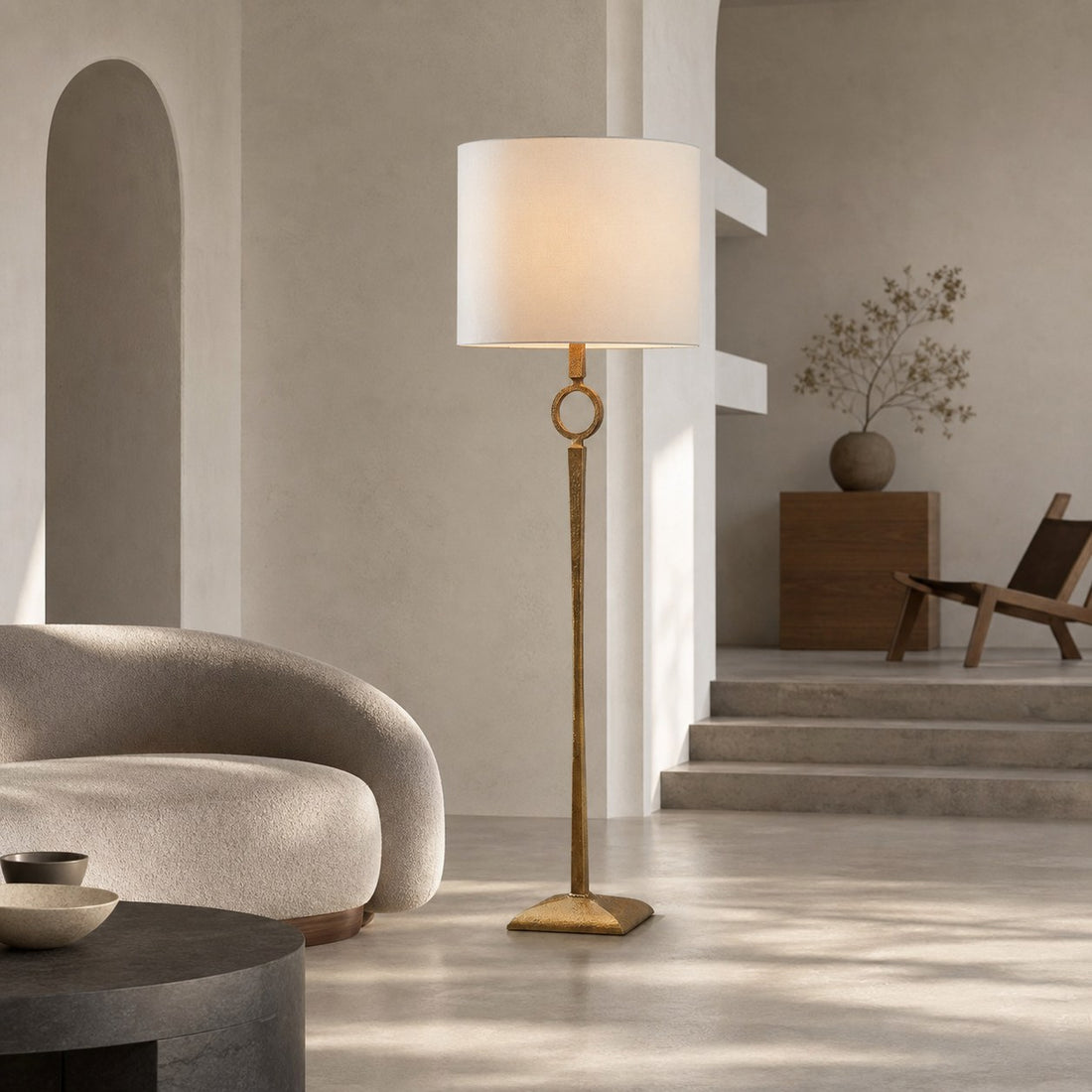 Trova Wrought Iron Floor Lamp - Single-Pole Design for Bedroom and Office Lighting