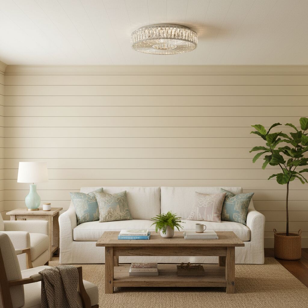 Glomar Glass Round Flush Ceiling Light - Modern Metal Glass Finish Living Areas