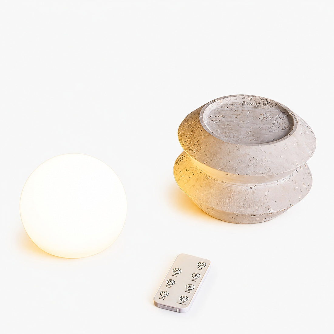 Fin Travertine Table Lamp (Built-in Battery)