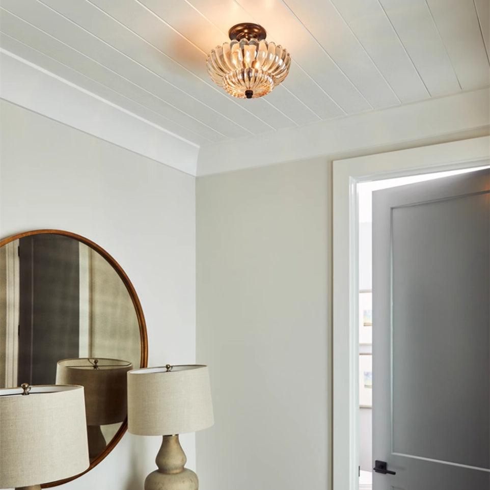 Semi Flush Mount Ceiling Lights Umbrella Shape Glass Lamp