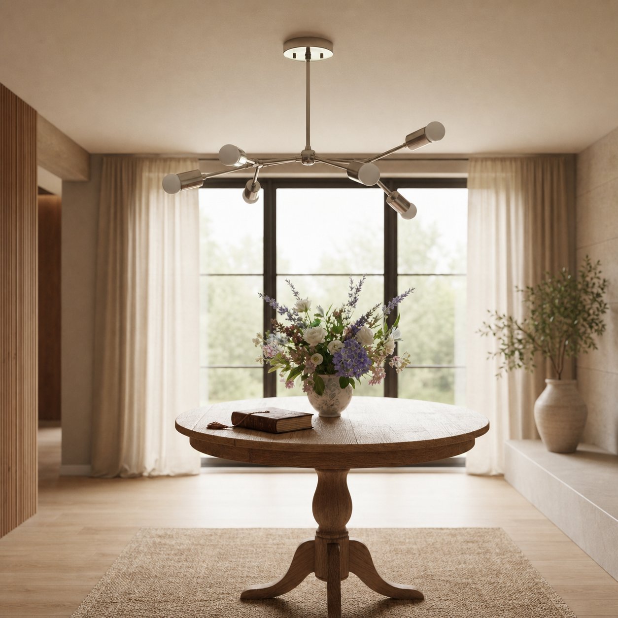 Mobilux Line Industrial Geometric Chandelier - Chrome Nickel Ceiling Light