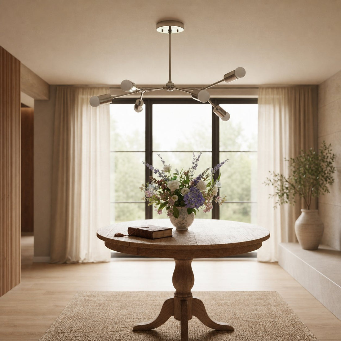 Mobilux Line Industrial Geometric Chandelier - Chrome Nickel Ceiling Light