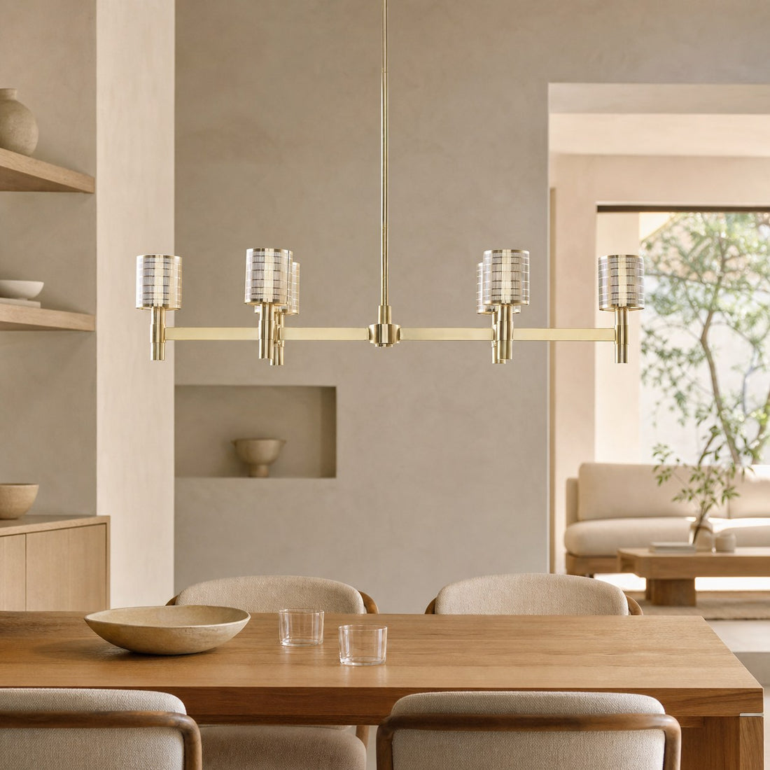 Galvia Champagne Bronze 6-Light Chandelier - Metal Adjustable