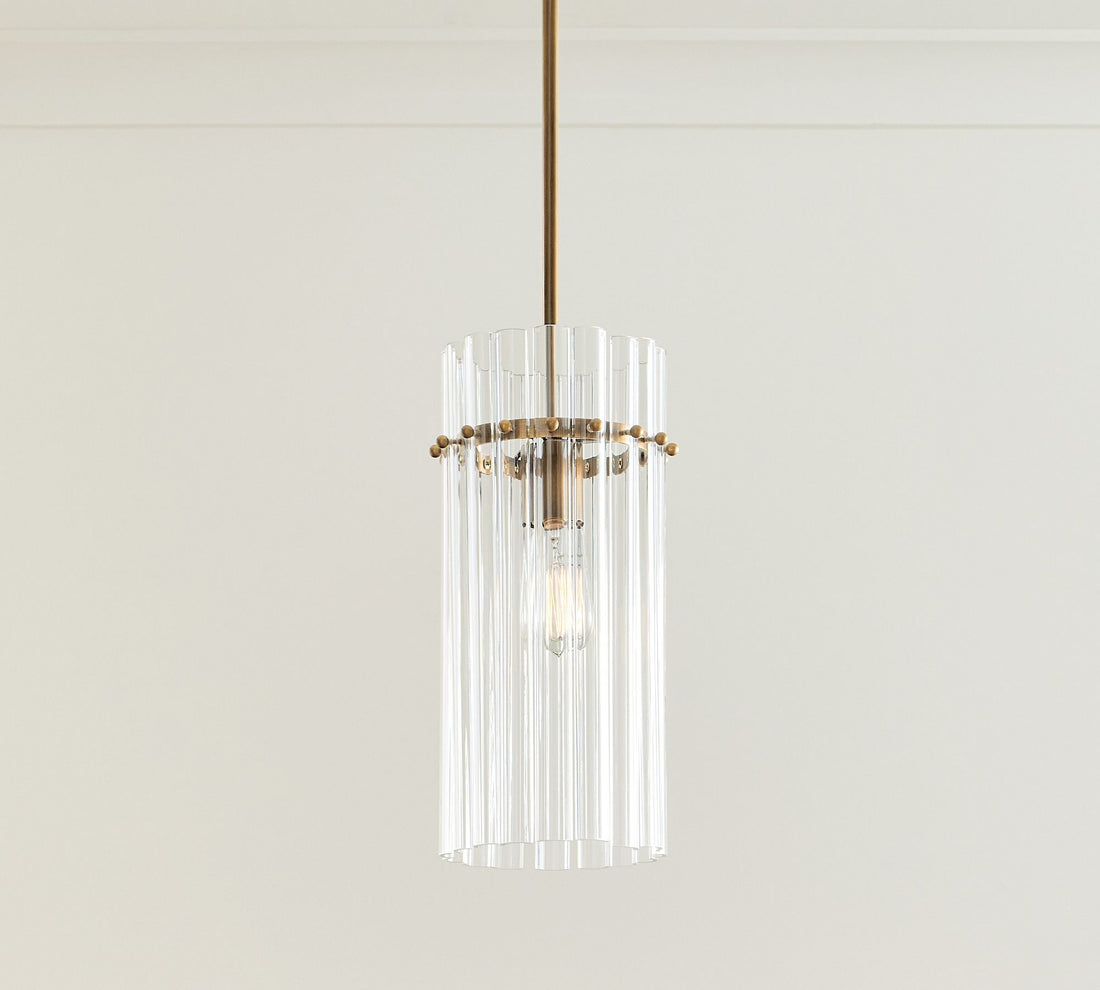 Lumora Crystal Pendant Light – Elegant Tumbled Brass & Cut Glass