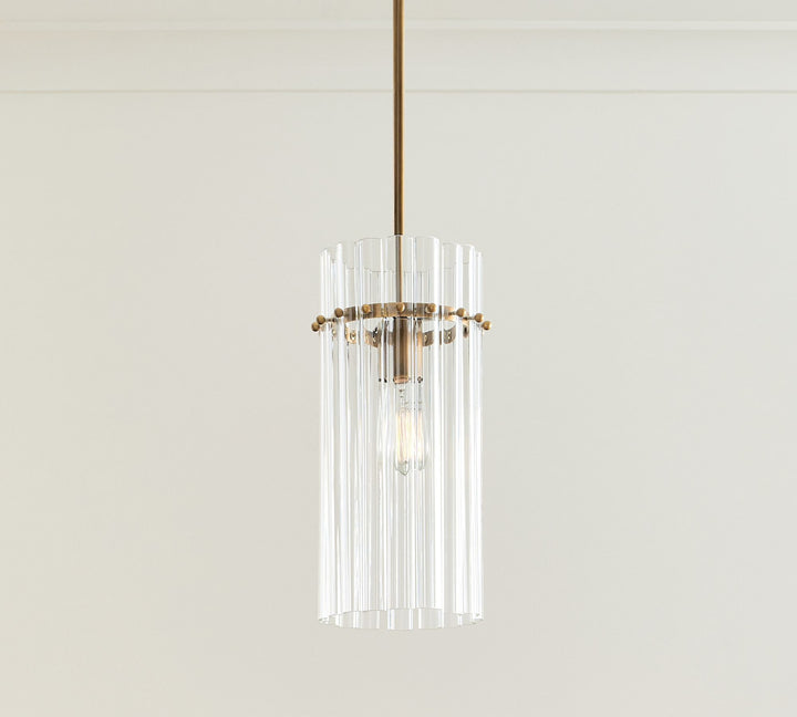 Lumora Crystal Pendant Light – Elegant Tumbled Brass & Cut Glass