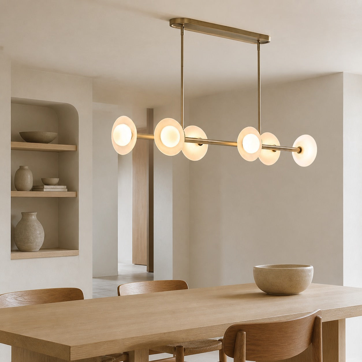 Elorina 6-Light Linear Chandelier - Modern Metal Light Fixture - Dining Room Lighting