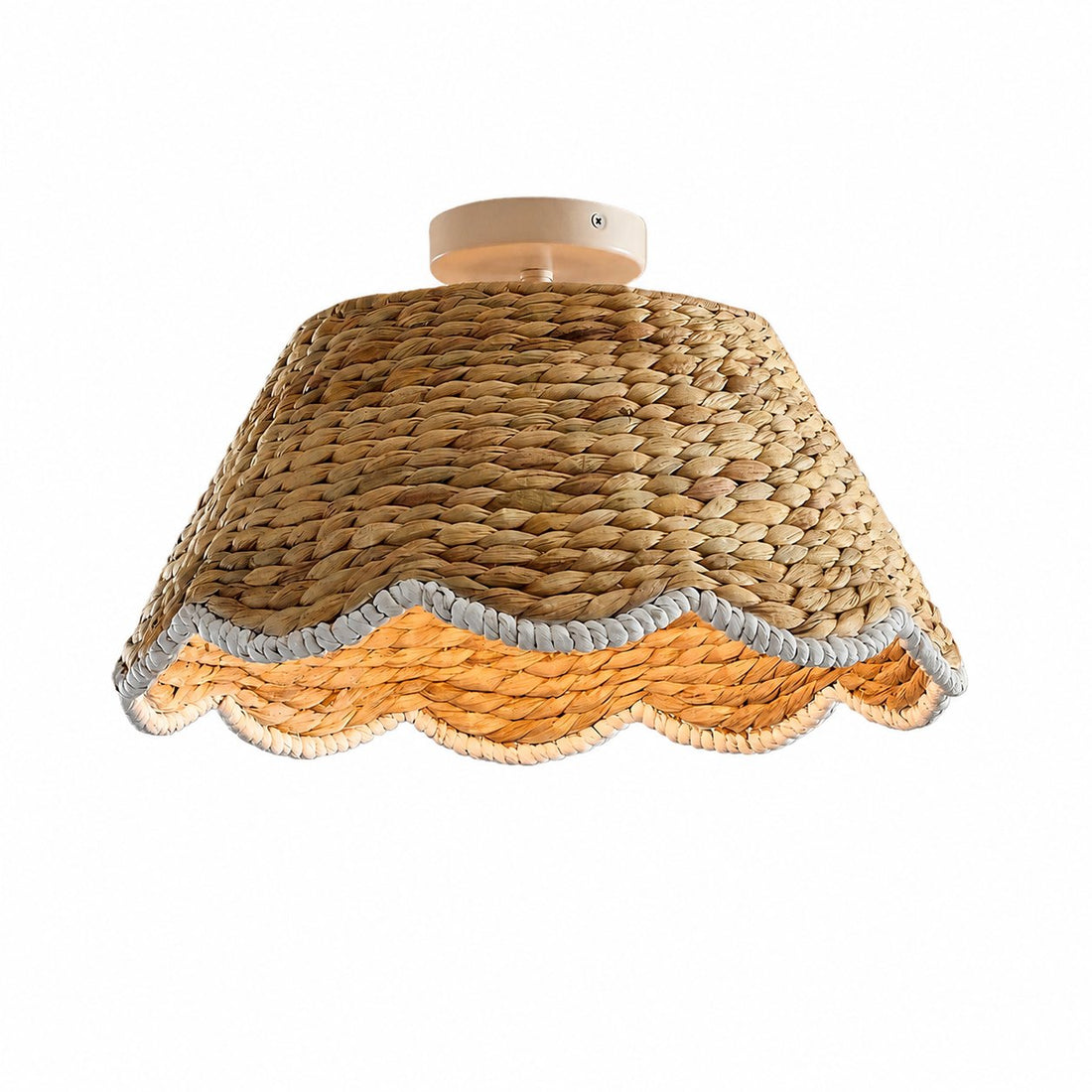 Ruvest Farmhouse Flush Mount Ceiling Light - Scallop Rattan for Warm Interiors