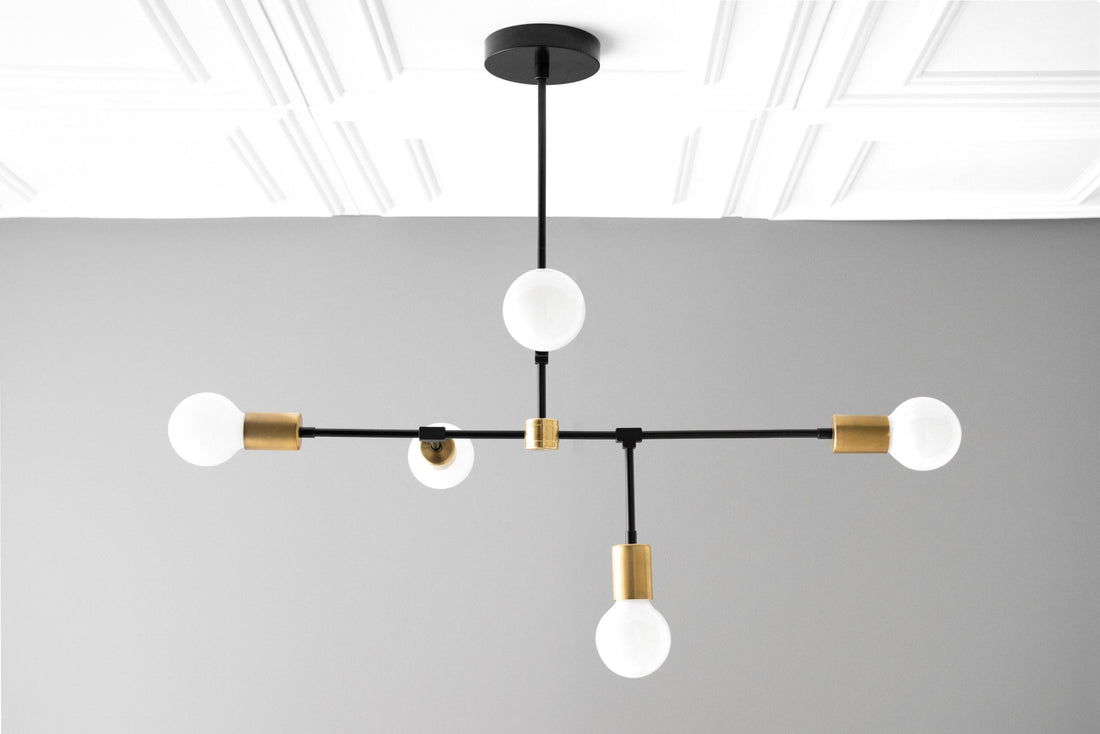 Mobilux Line 5 Light Chandelier - Modern Ceiling Hanging Lamp for Dining Room