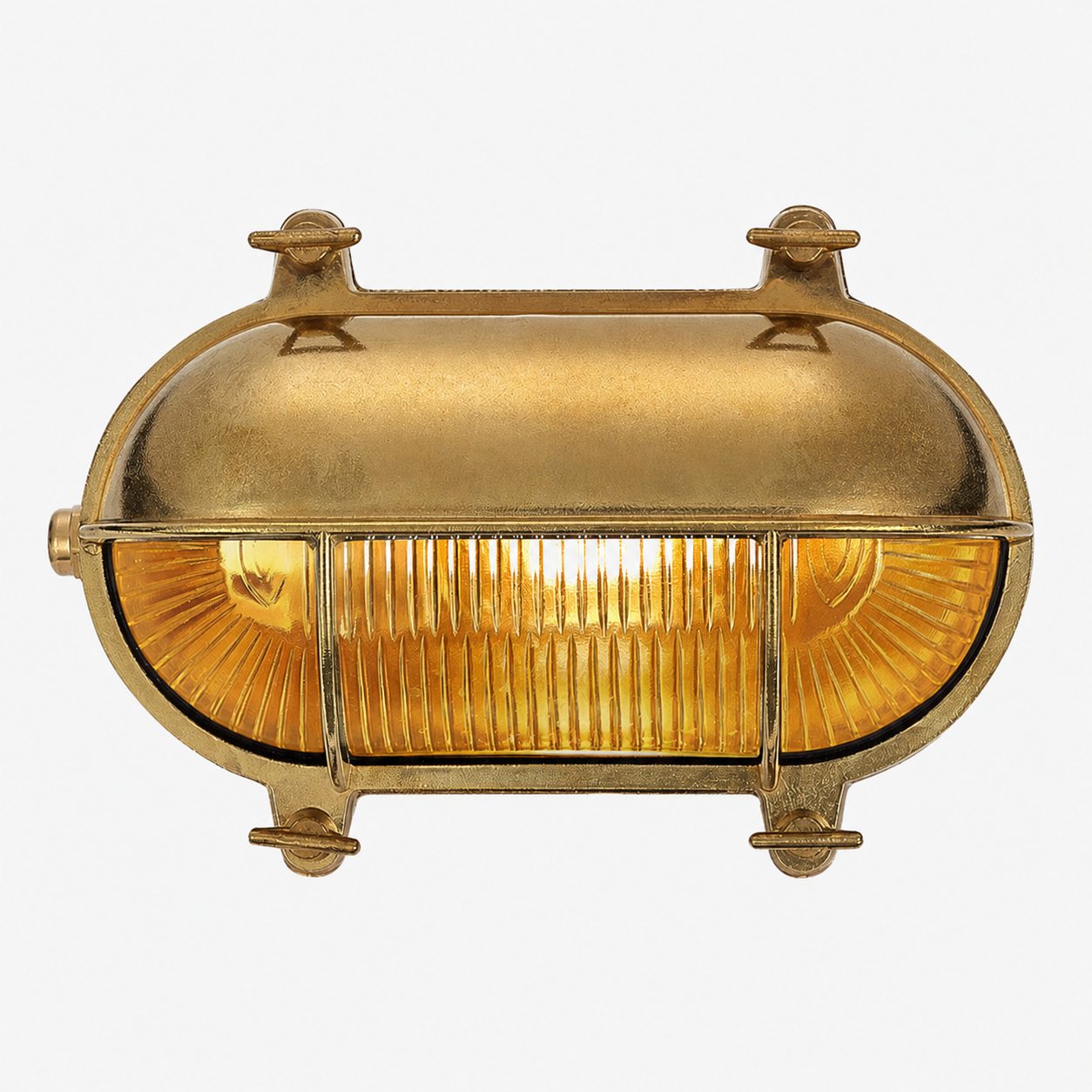Ivoran Bulkhead Wall Sconce - Brass Caged Glass Vintage Industrial Light for Outdoor and Bathroom