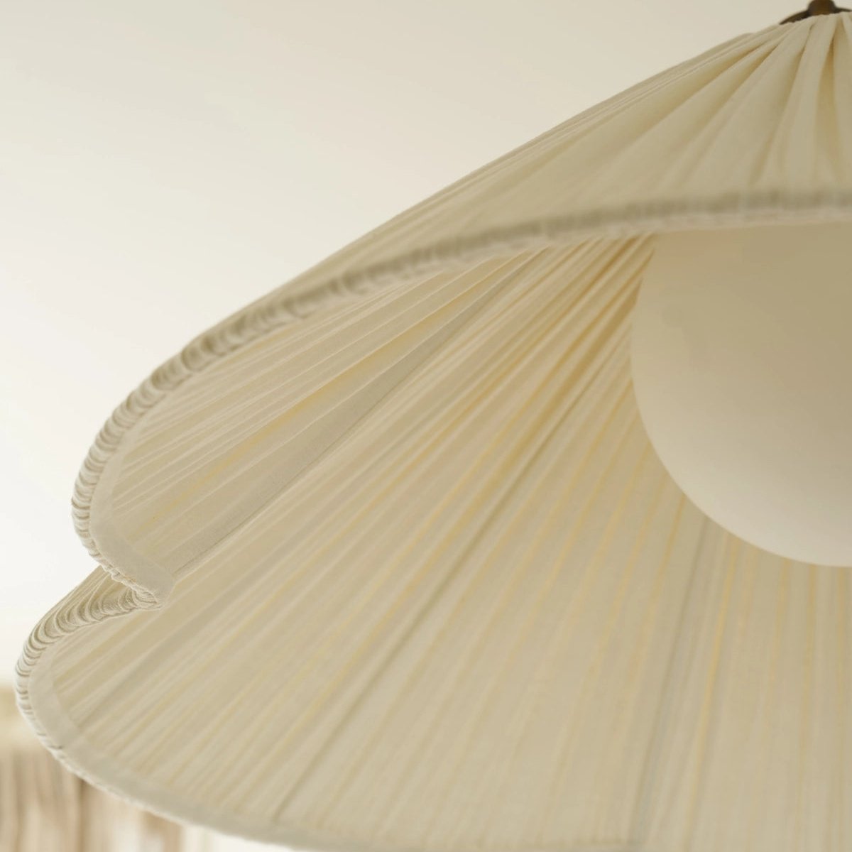 Blossine Linen Scalloped Pendant Light - Layered Shade and Metal Canopy Rustic to Modern