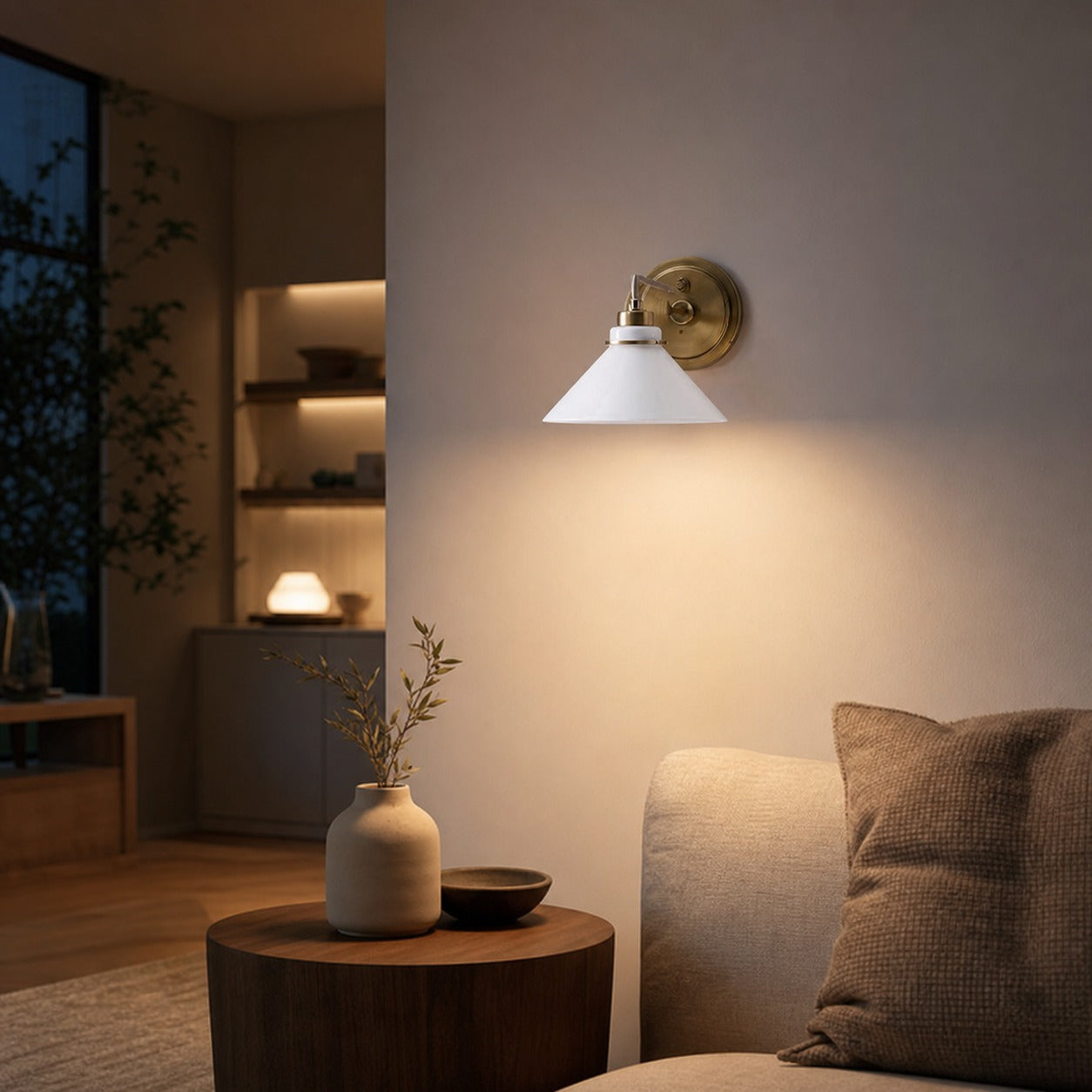 Aurenza Sconce – Farmhouse Wall Light with Metal Accents for Cozy Spaces