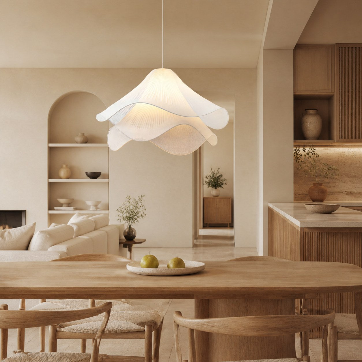 Ethereal Bloom French Floral Pleated Fabric Pendant Light