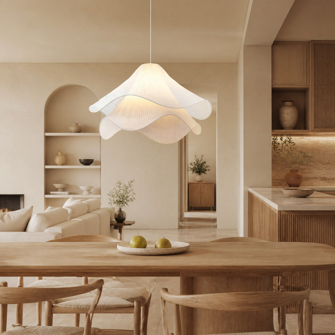 Ethereal Bloom French Floral Pleated Fabric Pendant Light