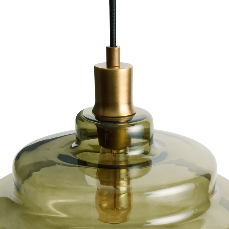 Olive Green Handblown Glass Pendant Lamp - Multi Tiered Hanging Lamp