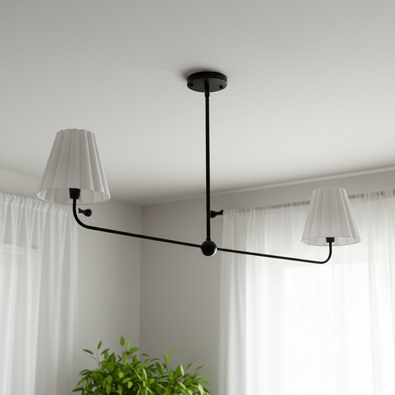 Ruffmeto Ruffled Shade Metal Frame Chandelier for Dining