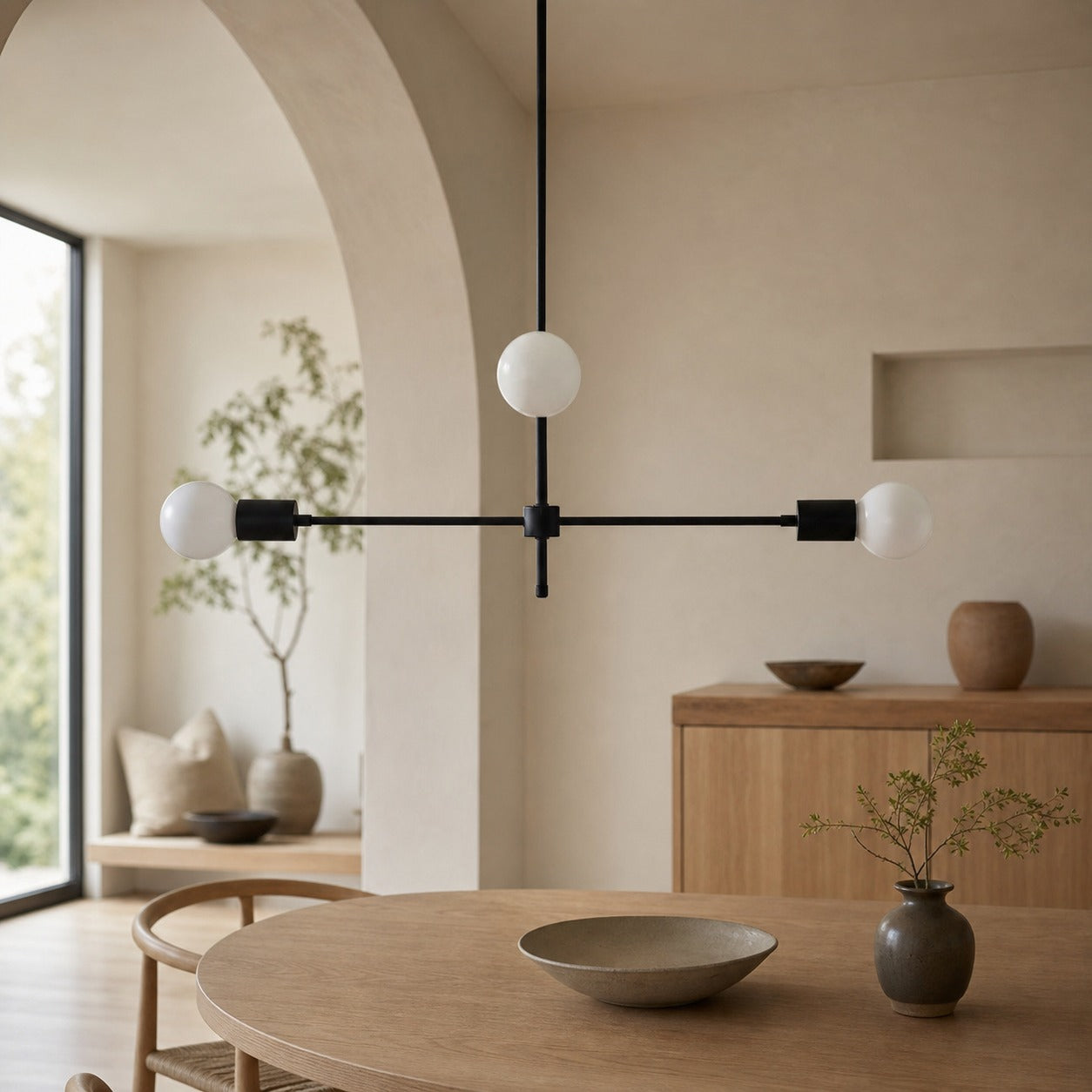 Mobilux Line Black and Brass Chandelier - Contemporary Globe Ceiling Hanging Light