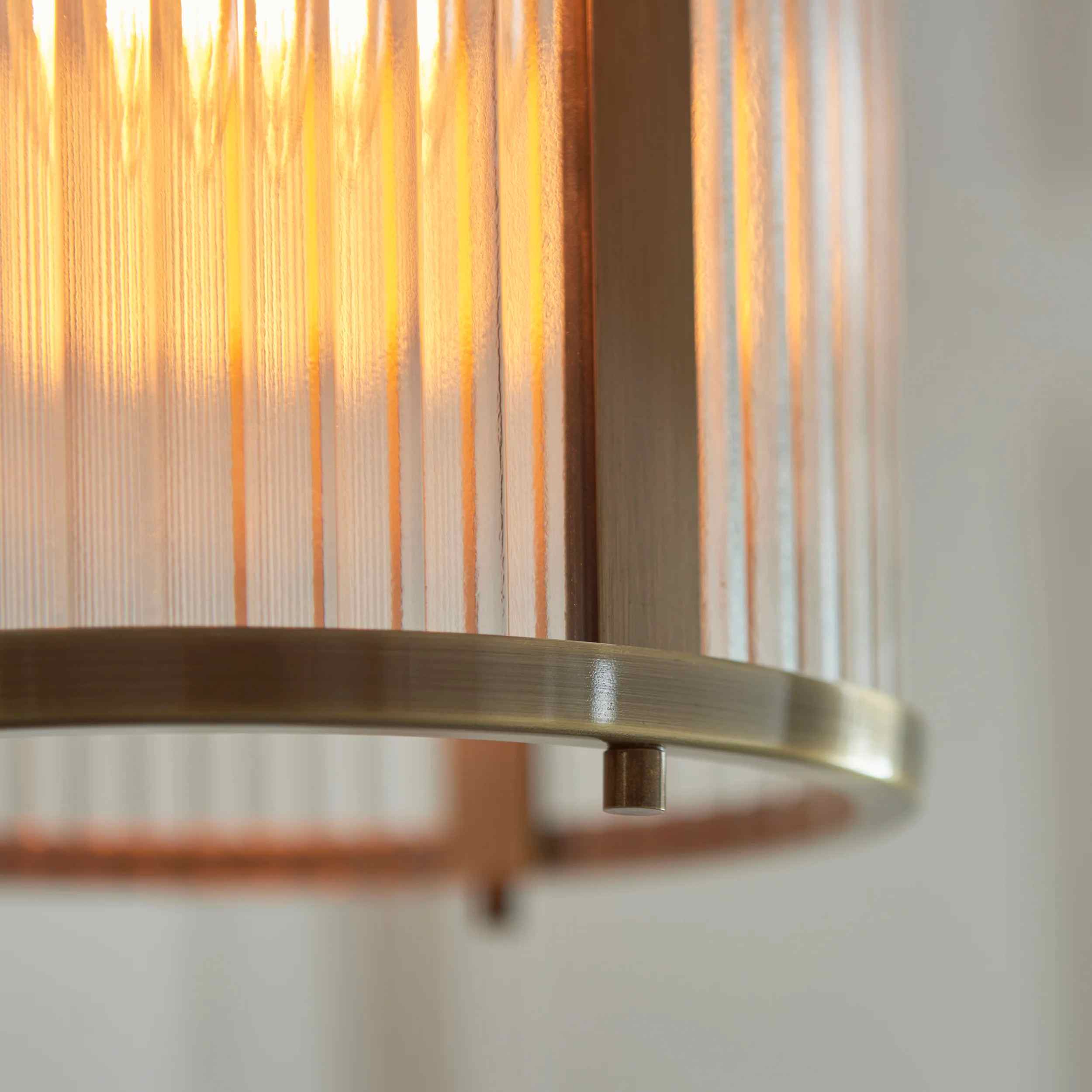 RibGlow Ribbed Glass Pendant Light - Antique Style Pendant Light for Dining Room