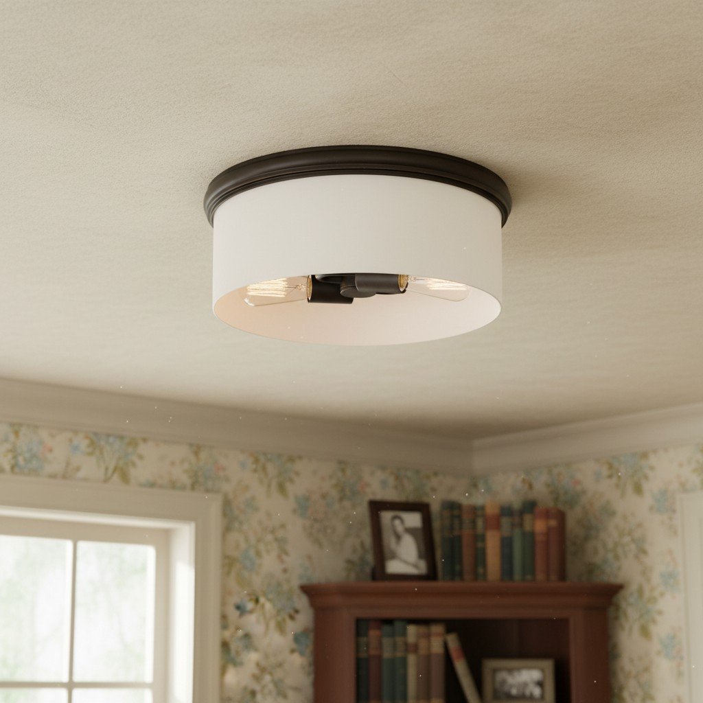 Roven Flush Mount Ceiling Lamp with Opal Glass Dome - Sleek Design for Bedroom and Living Room