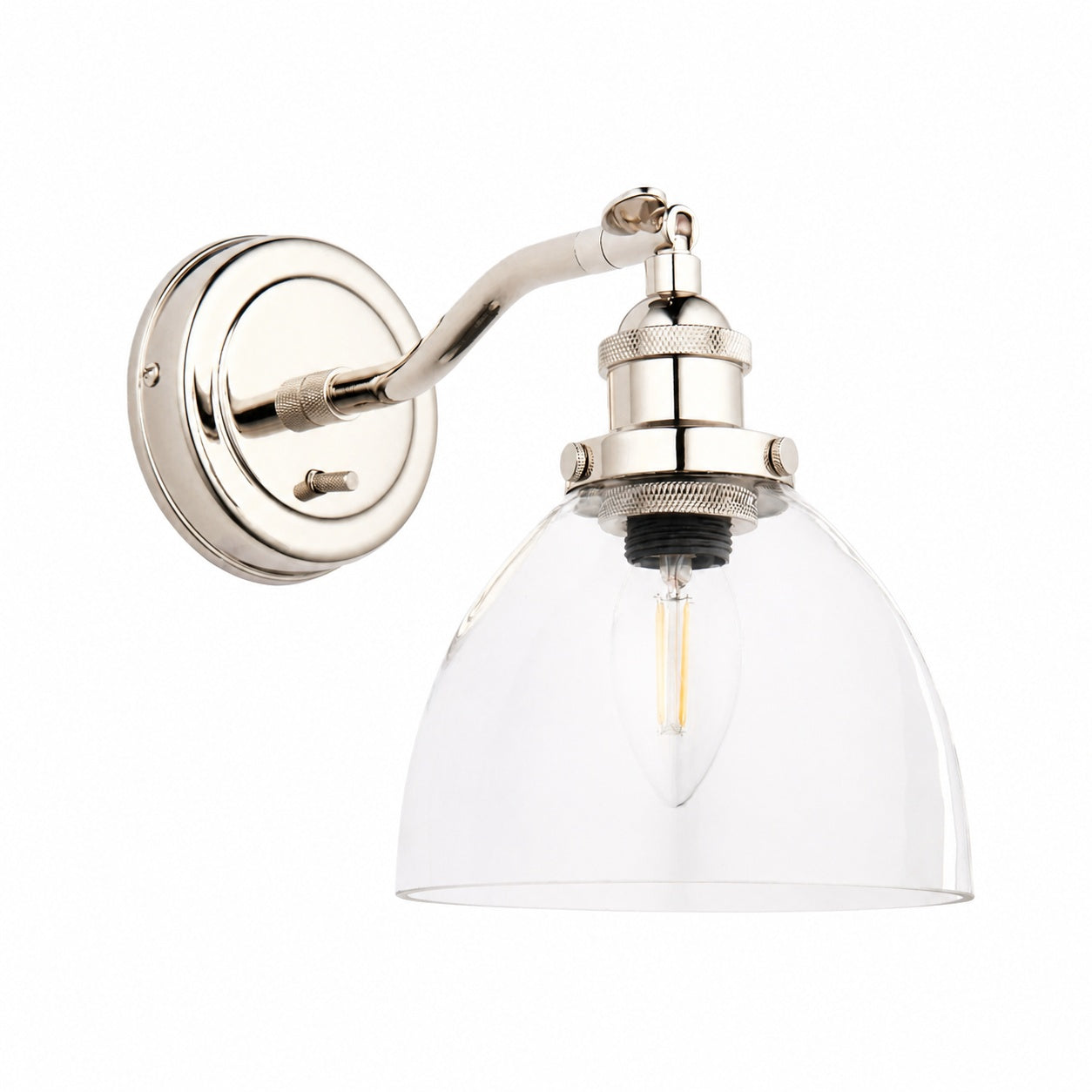 Novera Wall Light Collection – Glass Shade Finishes in Brass Silver Nickel Copper – Residential and Boutique Hospitality