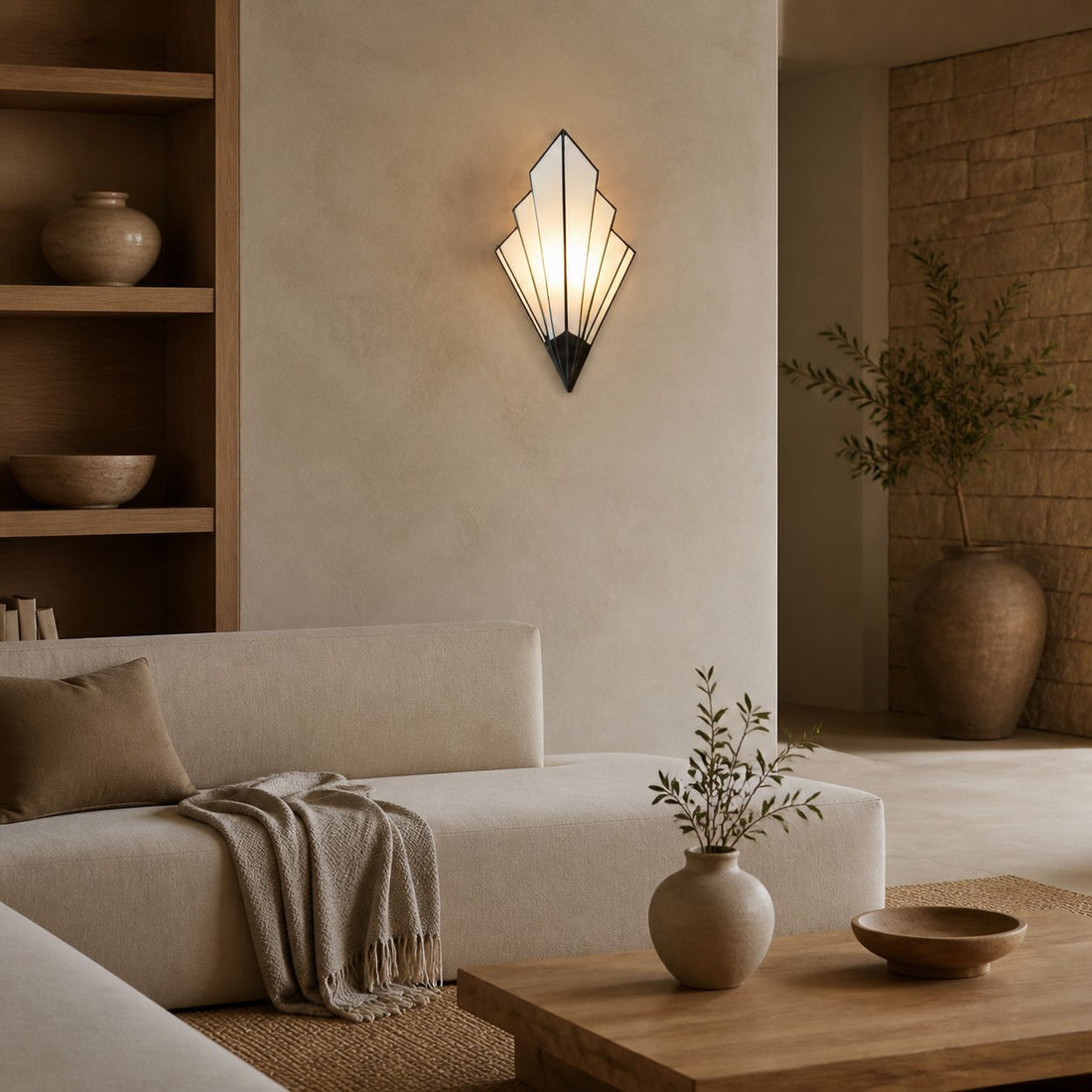 Kelsar Wall Light Featuring Hand-Cut Glass and Elegant Art Deco Design for Indoor Accent Lighting