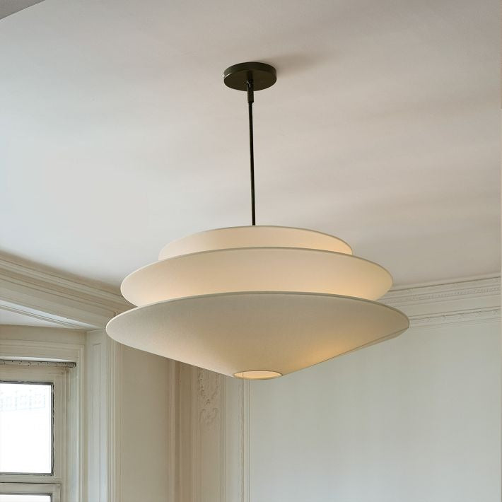 Solivara Pendant – Linen Pendant Light – Layered Shade