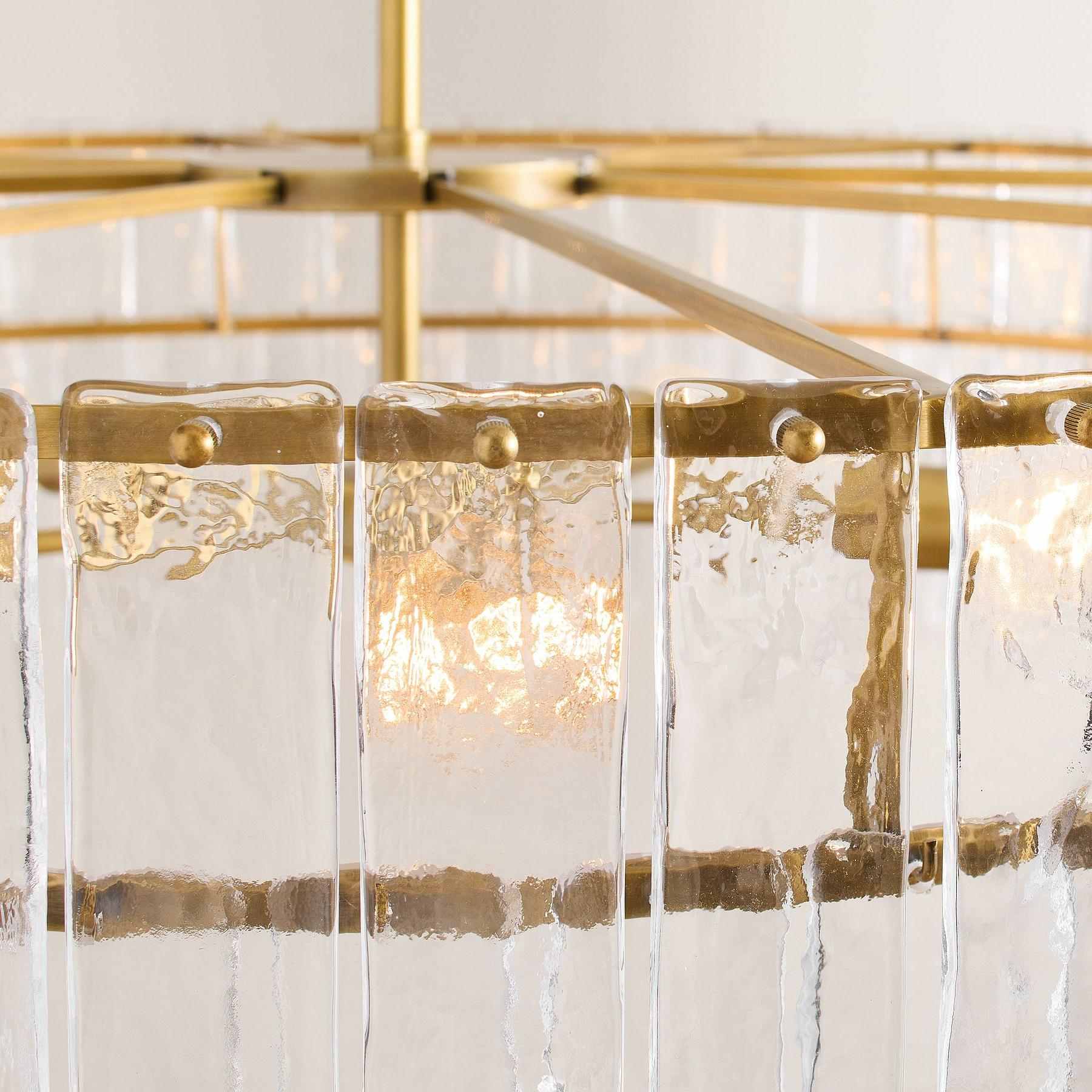 Lumvey Textured Glass Chandelier - Luxury Handcrafted Two-Tier Round Chandelier for Living Room