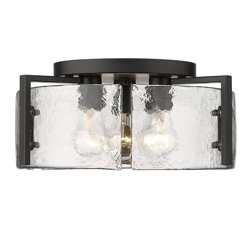 Modern Drum Water Ripple Ceiling Light - Glass Flush Mount Light