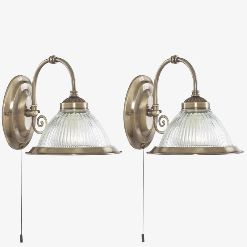 TF Vintora Ribbed Glass Wall Lamp - Industrial Bell Shape for Diner and Hallway