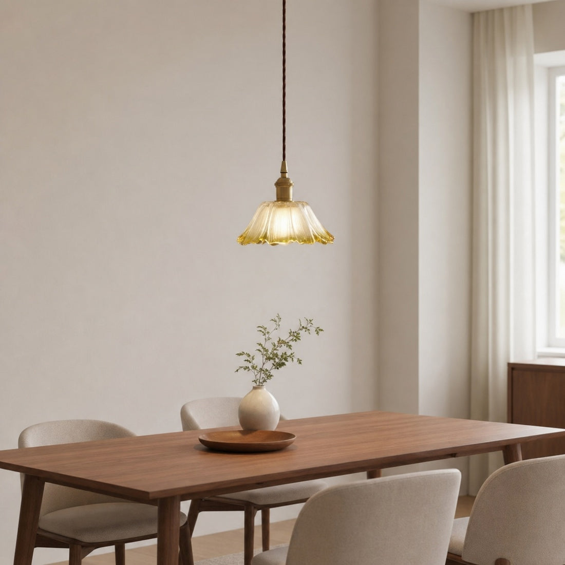 Blossix Elegant Art Pendant Lamp - Glass Flower Shade Design for Living or Dining Room N24